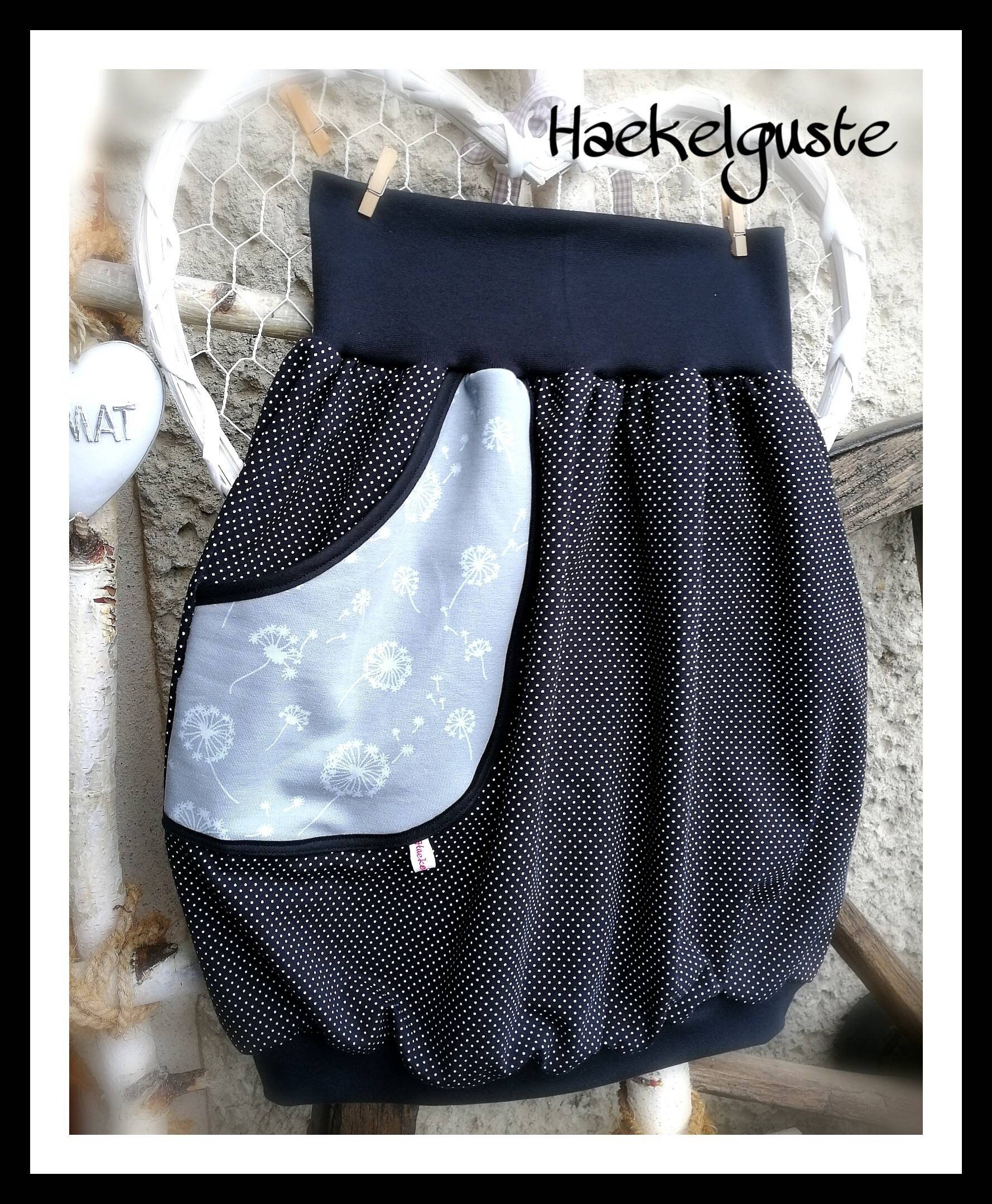 Xs - Xxl " Pusteblume Ballonrock Liebling Schwarzer Punkte Rock Damen Grau von Haekelguste