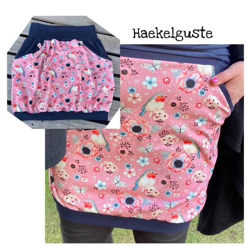 Rotkehlchen Ballonrock, Rosa Damen Rock Mit Taschen, Vogel von Haekelguste