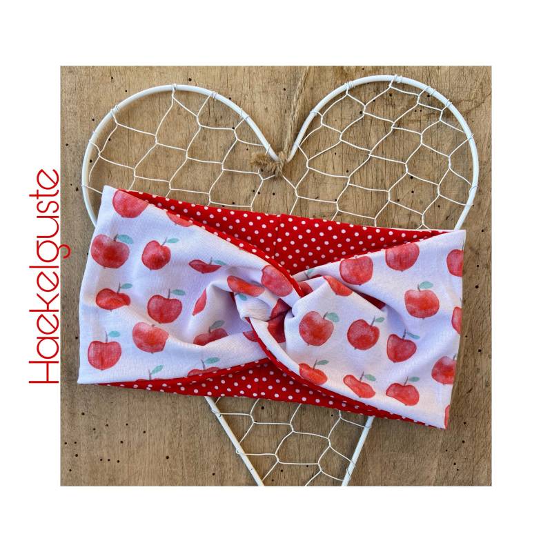 stirnband " Äpfelchen Mädchen Damen Apfel Knotenstirnband Twist Turban Haarband von Haekelguste