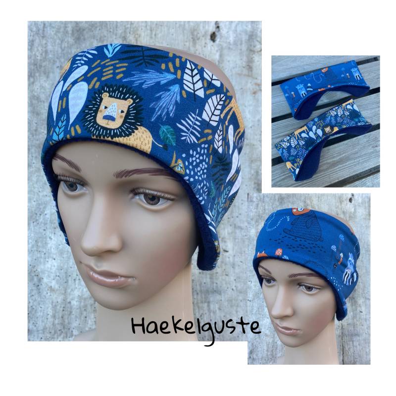 stirnband Kinder Jungen Unisex Mädchen Warmes Ohrenwärmer Fleece Löwe Fuchs von Haekelguste