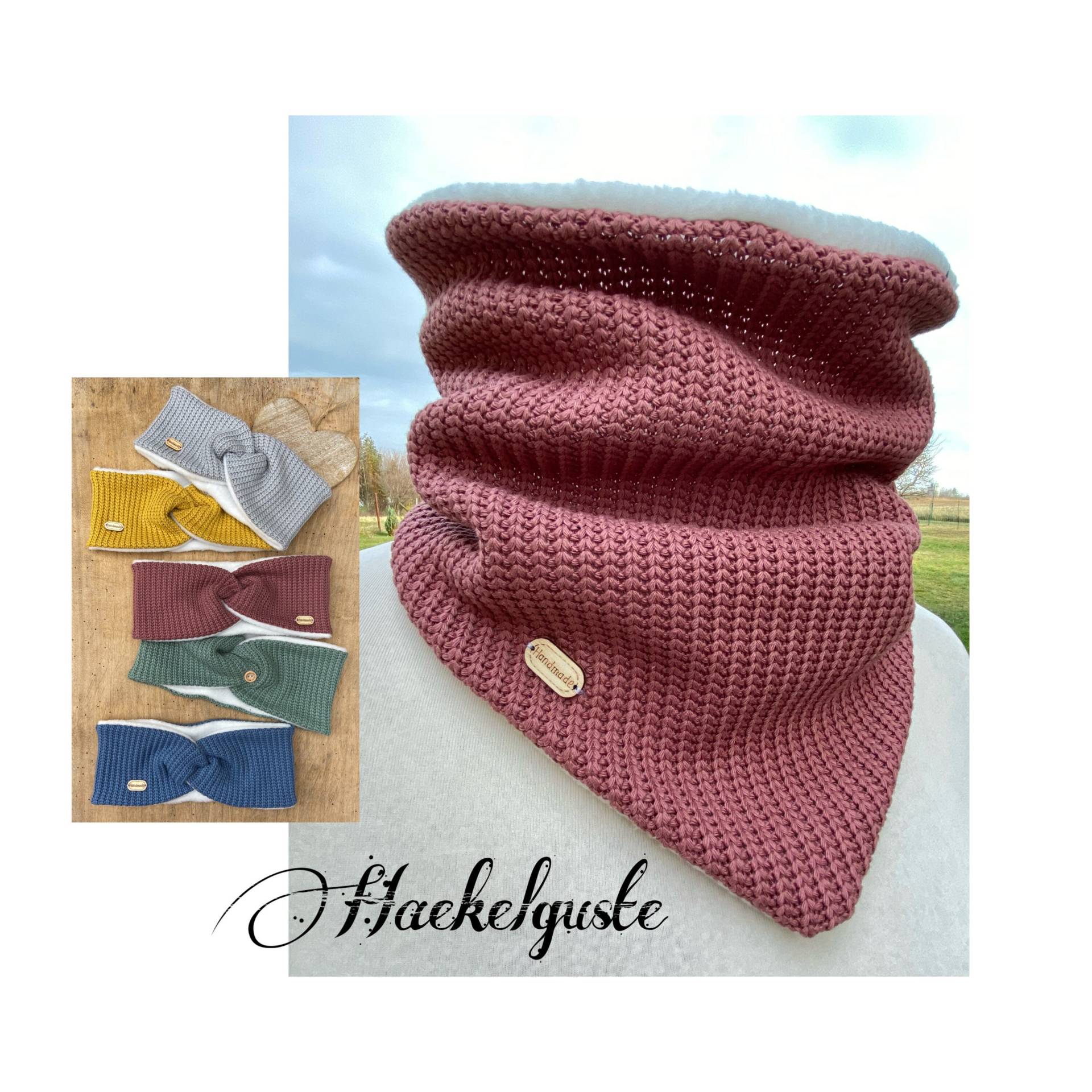 strick Fleece Schlupf - Loop Schal Damen Altrosa Grün Grau Blau Gelb Gestrickt strick Fleece Schlupf - Loop Schal Damen Altrosa Grün Grau Blau Gelb Gestrickt von Haekelguste