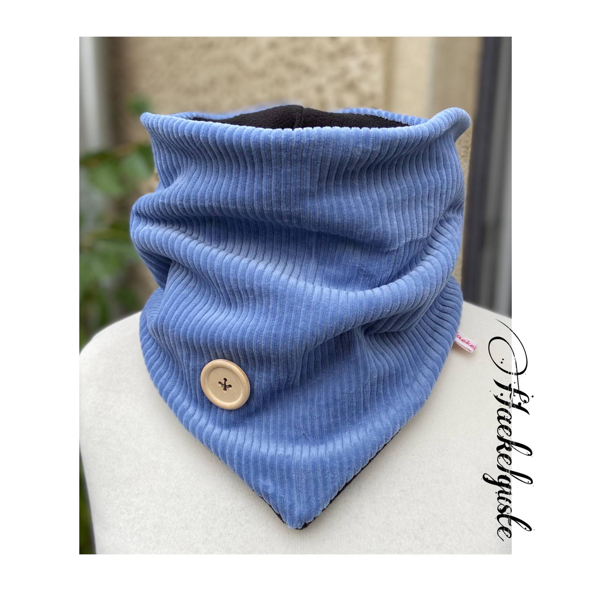 xxl Bio Cordnicky " Knöpfchen Schlupfloop Damen Loop Jeansblau Schlupfloop Fleece Herbst Winter Tuch xxl Bio Cordnicky " Knöpfchen Schlupfloop Damen Loop Jeansblau Schlupfloop Fleece Herbst Winter Tuch von Haekelguste