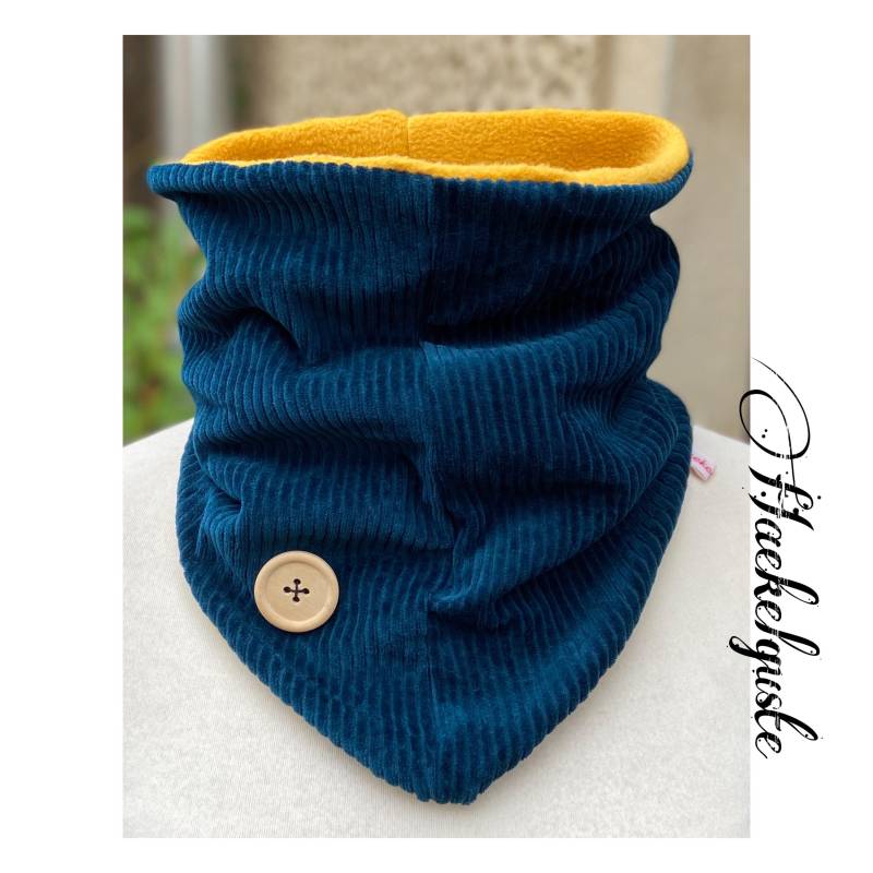 xxl Bio Cordnicky " Knöpfchen Schlupfloop Damen Loop Petrol Ocker Dreieckstuch Geschenk Freundin von Haekelguste