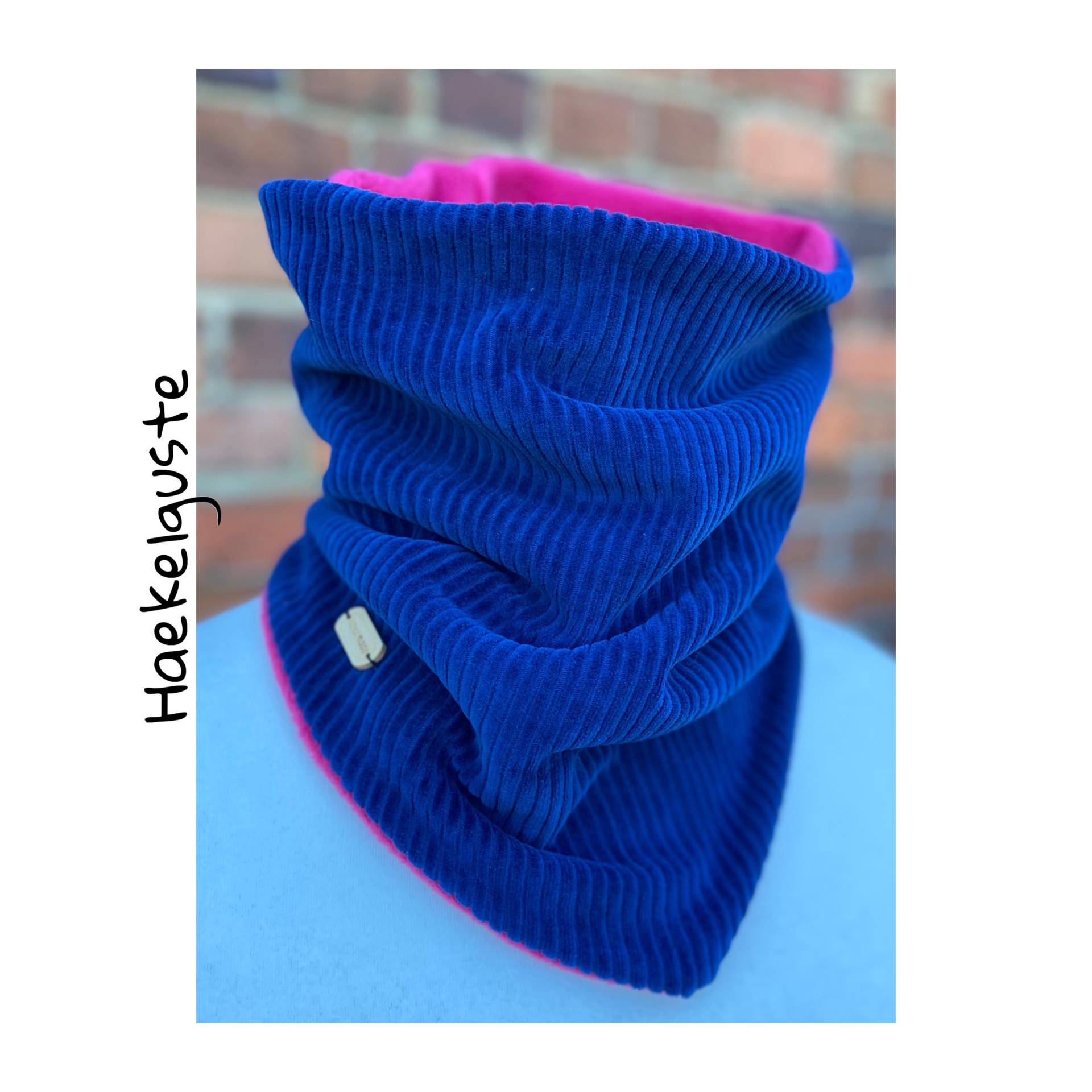 xxl Bio Cordnicky Schlupfloop Damen Loop Blau Pink Schlupfloop Fleece Herbst Winter Tuch xxl Bio Cordnicky Schlupfloop Damen Loop Blau Pink Schlupfloop Fleece Herbst Winter Tuch von Haekelguste