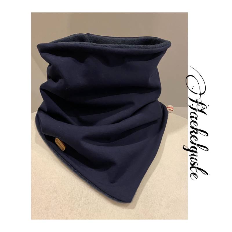 xxl Fleece Dunkelblau Schlupf - Männer Loop Schal Unisex Geschenk Mann Tuch Warm Gefüttert Halssocke von Haekelguste
