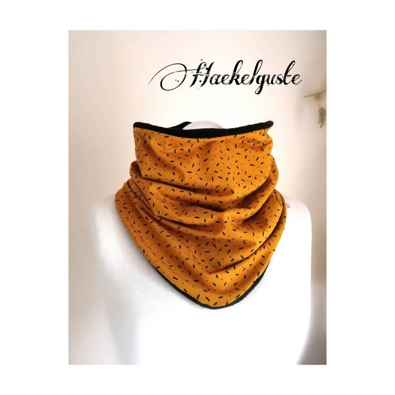 xxl Fleece Schlupf - Loop Schal Damen Tuch Okker Senfgelb Gefüttert Winter Dreieckstuch von Haekelguste