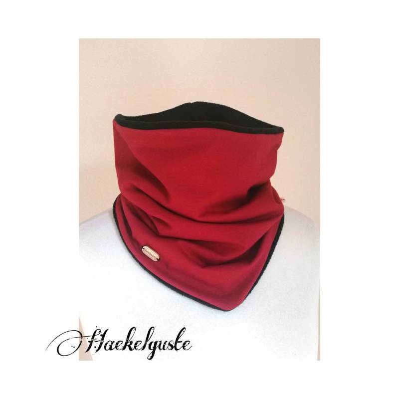 xxl Fleece Schlupf - Loop Schal Damen Tuch Weinrot Gefüttert Geschenk Frau Freundin von Haekelguste