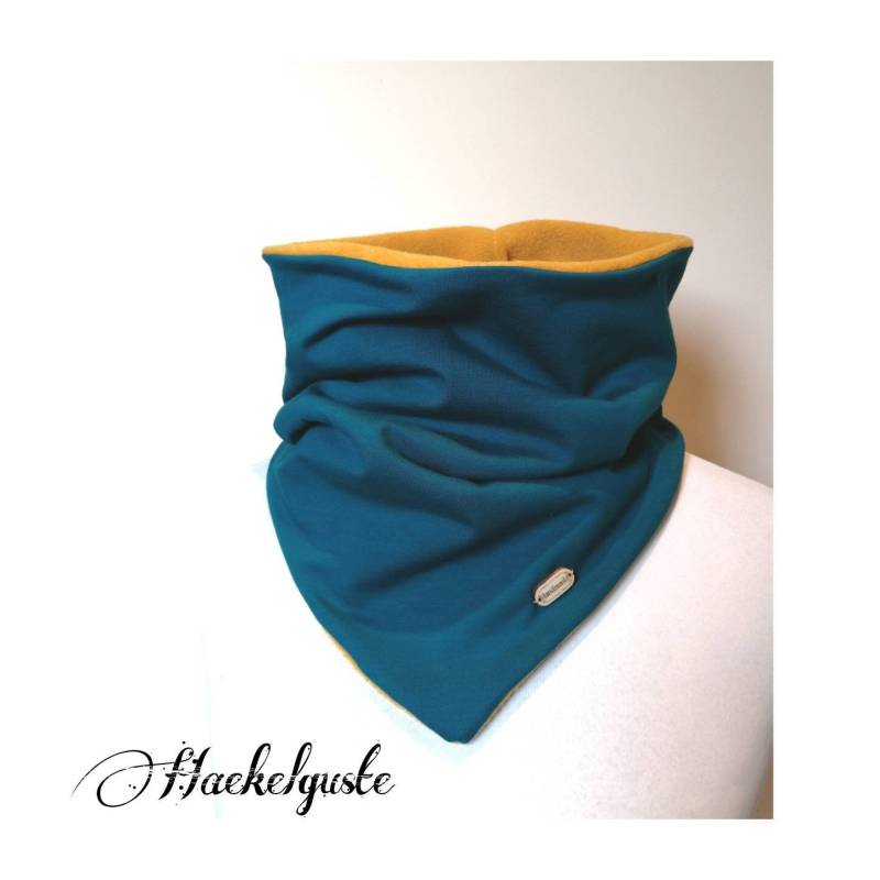 xxl Fleece Schlupf - Loop Schal Petrol Damen Tuch Herren Unisex Geschenk Männer Dreieckstuch von Haekelguste