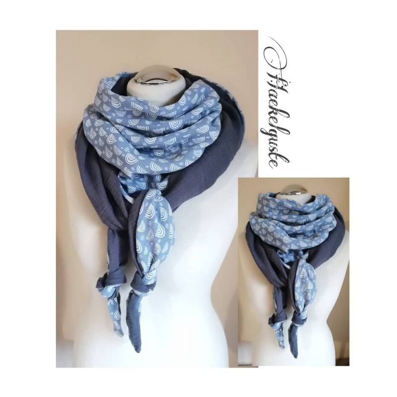 xxl Musselin " Regenbogen Wende - Dreieckstuch von Haekelguste