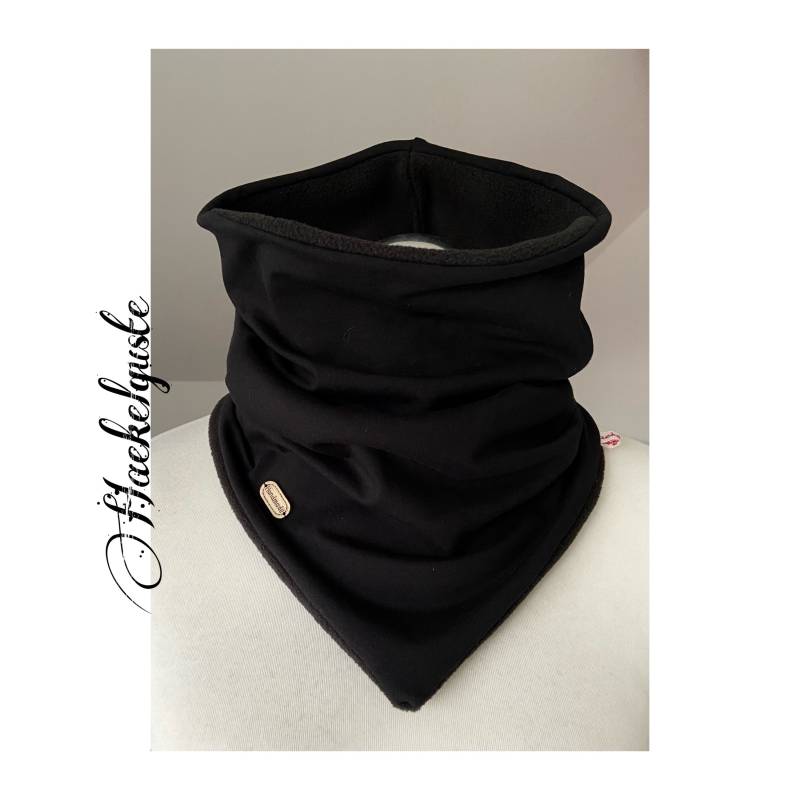 xxl Schwarzer Fleece Schlupf - Loop Schal Männerschal Mann Geschenk Man Unisex Neutral Gefüttert Warmer Biker von Haekelguste