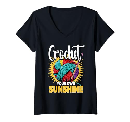 Damen Häkeln Stricken Crochet Your own Sunshine T-Shirt mit V-Ausschnitt Damen Häkeln Stricken Crochet Your own Sunshine T-Shirt mit V-Ausschnitt von Häkeln Häkeln
