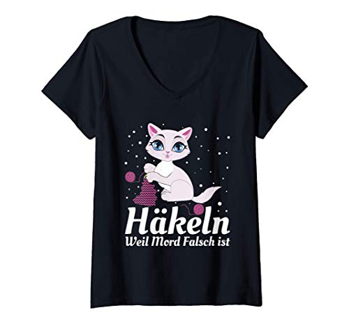 Damen Mir Reichts ich Geh Häkeln | Häkeln Weil Mord Falsch Ist T-Shirt mit V-Ausschnitt Damen Mir Reichts ich Geh Häkeln | Häkeln Weil Mord Falsch Ist T-Shirt mit V-Ausschnitt von Häkeln aus Leidenschaft