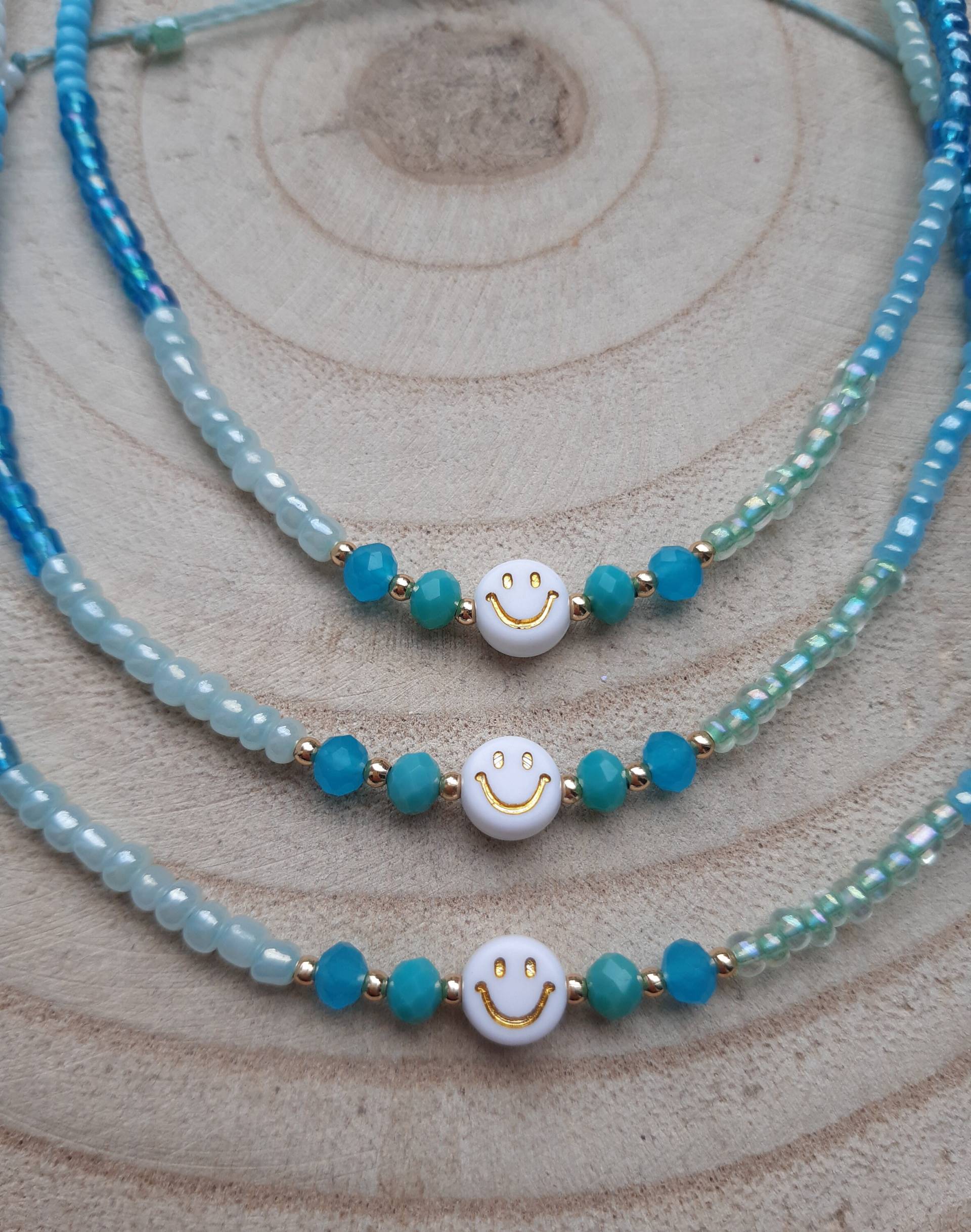 Fußbändchen Smiley Türkis/Blau Fußbändchen Smiley Türkis/Blau von Haennmaryhandcraft