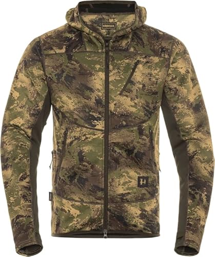 Härkila Deer Stalker Camo Fleecejacke - Leise Pirschjagdjacke für die Jagd - Pirschjacke Camouflage mit Lüftungsschlitzen, Größe:XL von Härkila