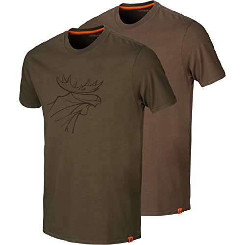 Härkila Graphic T-Shirt 2-Pack | Professionelle Jagd Kleidung & Jagd Zubehör für Herren & Damen | Skandinavische Qualität Made to Last | Willow Green/Slate Brown, M von Härkila