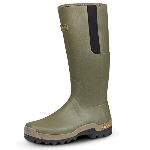 Härkila Jagdgummisitefel Gusset Boot - Gummistiefel Gefüttert mit 3mm Neopren - rutschfeste Vibram®-Laufsohle, Größe:44 von Härkila