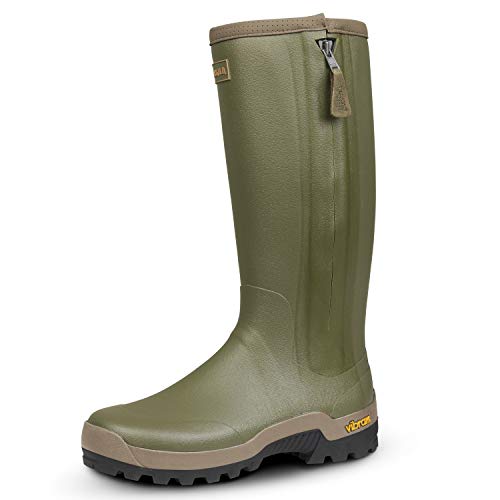 Härkila Jagdgummisitefel Orton Zip Boot - Gummistiefel Gefüttert mit 3mm Neopren - rutschfeste Vibram®-Laufsohle, Schuhgröße:41 von Härkila
