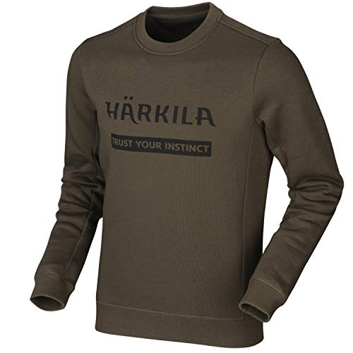 Härkila Sweatshirt in Grün und Braun für Herren - Pullover mit Logoaufdruck langärmlig aus Baumwolle - Dicker Outdoorpullover für Jäger und Freizeitaktivitäten, Größe:3XL, Farbe:Willow Green von Härkila