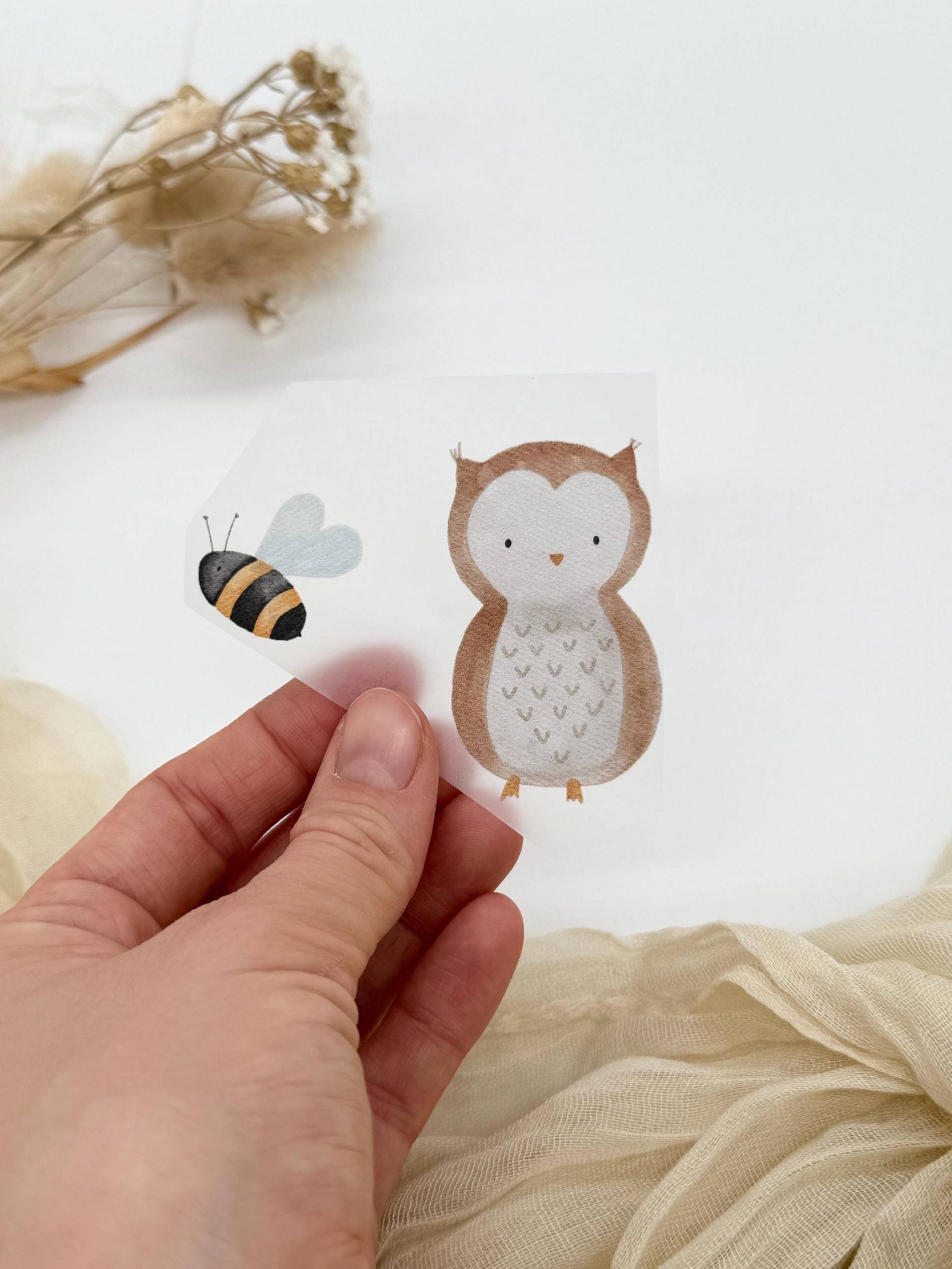 Kleine Eule Zum Aufbügeln | Personalisiertes Bügelbilder Für Kinder Bilder Auf Shirts/ Kleidungsstücke Biene Bügelpatch von HaeschenHuepf