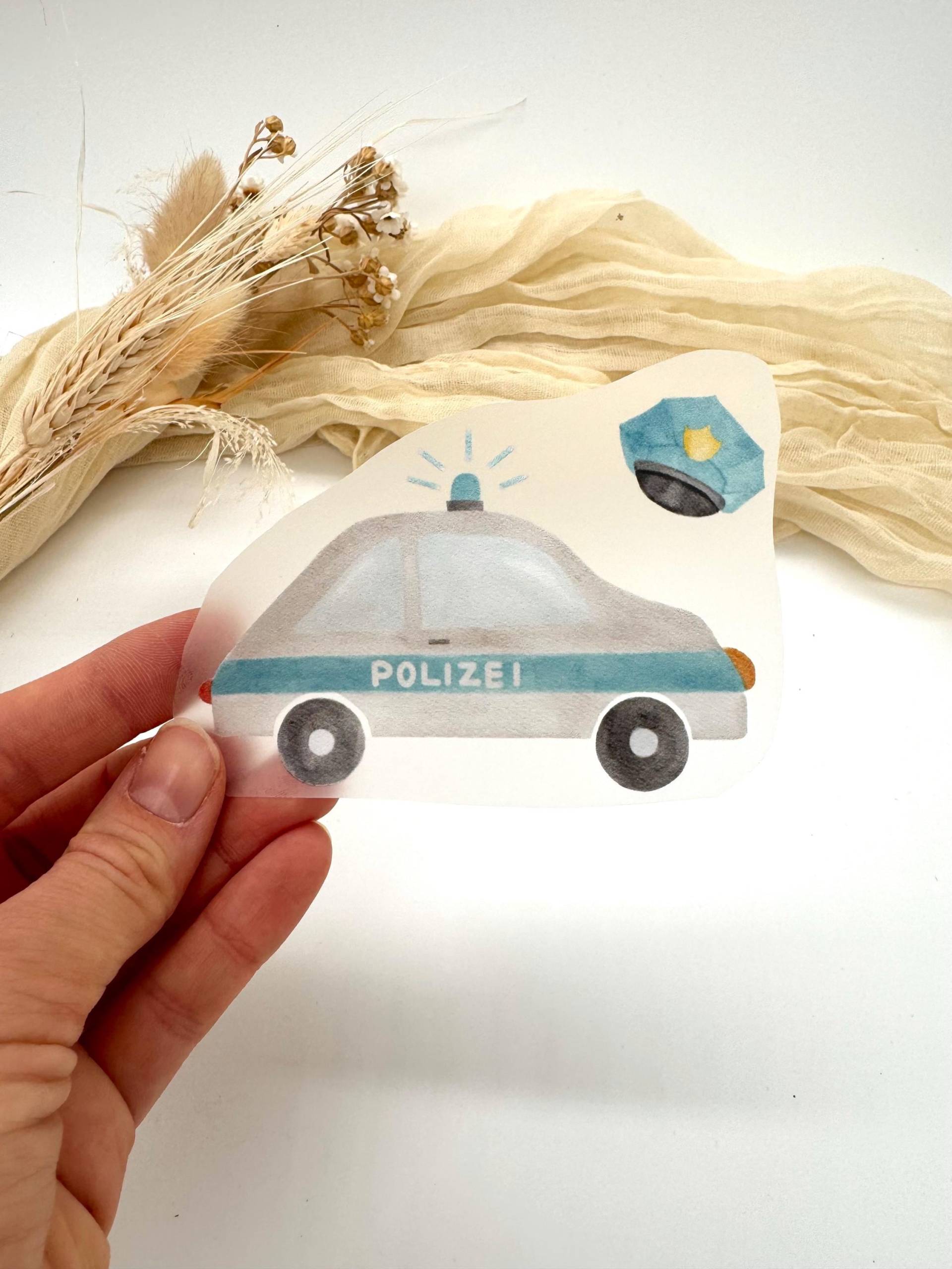 Polizeiauto Bügelbild | Personalisiert Einsatzfahrzeuge Streifenwagen Bügelpatches Stoff Bilder Zum Aufbügeln von HaeschenHuepf
