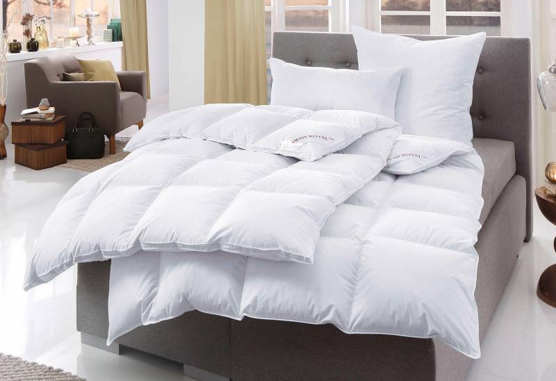 Haeussling Daunenbettdecke + Kopfkissen "Swiss Royal" Bettdecken-Set mit Kopfkissen, 135x200 oder 155x220 cm, Sommer, Winter von Haeussling
