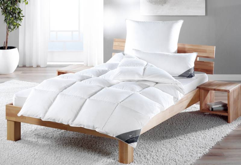 Haeussling Daunenbettdecke + Kopfkissen "Kuscheltraum, Set: Bettdecke 135x200 & Kissen 80x80 cm & weiter Größen" Hergestellt in Deutschland, Daunen der Klasse 1 von Haeussling
