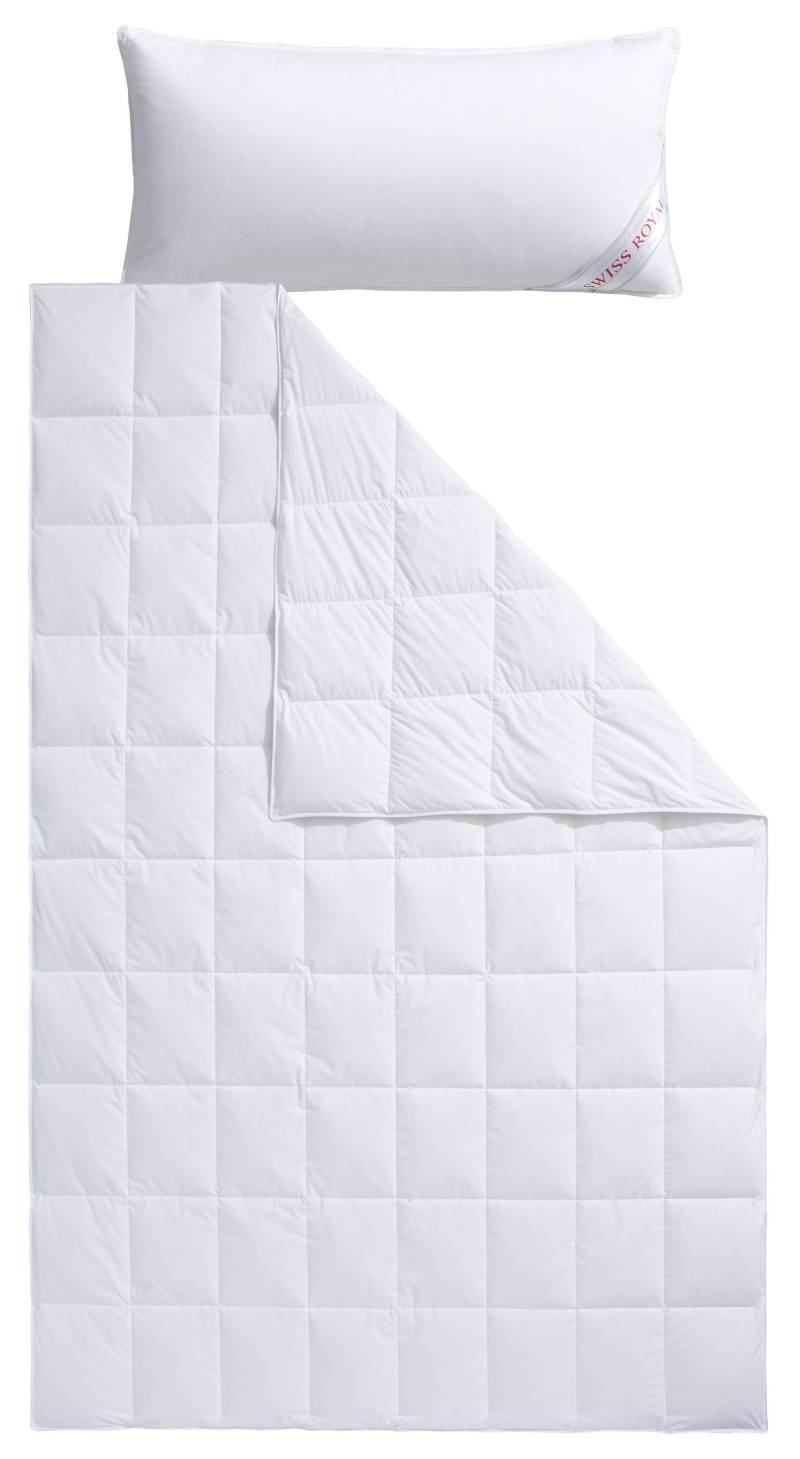 Haeussling Daunenbettdecke + Kopfkissen "Swiss Royal" Bettdecken-Set mit Kopfkissen, 135x200 oder 155x220 cm, Sommer, Winter von Haeussling