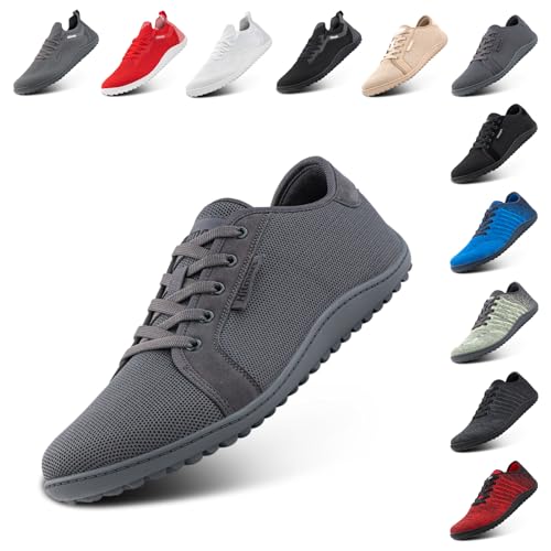 Hafiot Barfußschuhe Herren Turnschuhe Barfussschuhe Damen Traillaufschuhe Fitnessschuhe Schlupfschuhe Leicht Sneakers Sportschuh Grau B Größe 38 von Hafiot