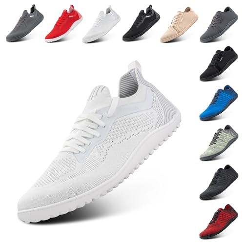 Hafiot Barfußschuhe Herren Turnschuhe Barfussschuhe Damen Traillaufschuhe Fitnessschuhe Schlupfschuhe Leicht Sneakers Sportschuh Weiß Größe 40 von Hafiot