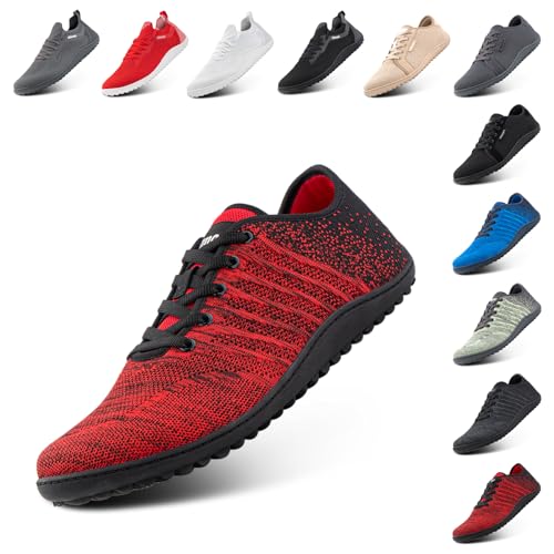 Hafiot Barfußschuhe Herren Turnschuhe Barfussschuhe Damen Traillaufschuhe Fitnessschuhe Schlupfschuhe Leicht Sneakers Sportschuh Rot C Größe 39 von Hafiot