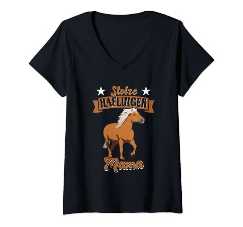 Damen Stolze Haflinger Mama für Pferde Mamas T-Shirt mit V-Ausschnitt Damen Stolze Haflinger Mama für Pferde Mamas T-Shirt mit V-Ausschnitt von Haflinger Pferd & Geschenk für Reiterin