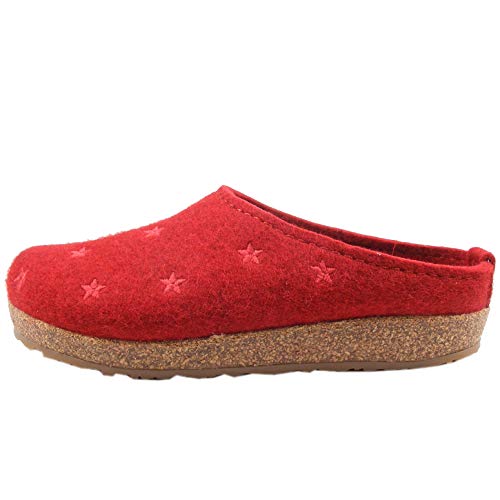 HAFLINGER 741032 Grizzly Stelline Damen Schuhe Hausschuhe Pantoffeln, Größe:38 EU, Farbe:Rot von HAFLINGER