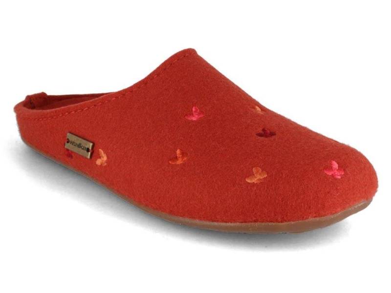 Haflinger Filz-Pantoffel Everest Farfalline Hausschuh aufgesticktes Schmetterling-Muster von Haflinger