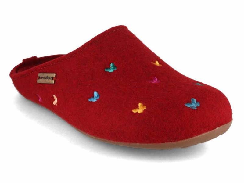 Haflinger Filz-Pantoffel Everest Farfalline Hausschuh aufgesticktes Schmetterling-Muster von Haflinger