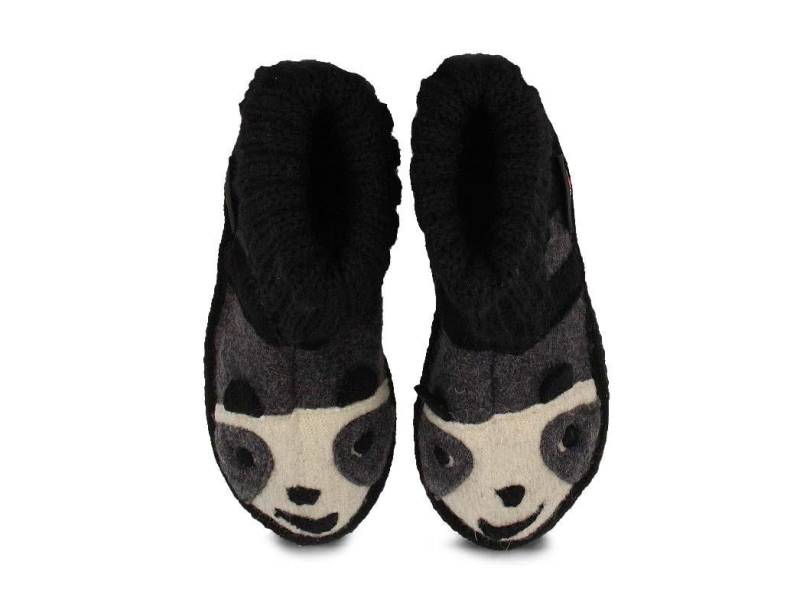 Haflinger Kinder Hüttenschuhe Panda Hausschuh Applikation von Haflinger