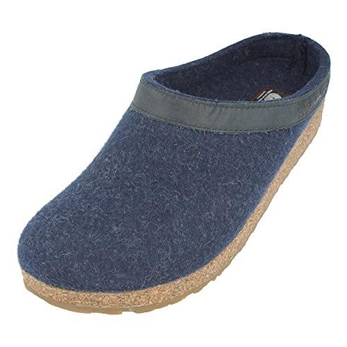 HAFLINGER Grizzly Torben Filzclog Hausschuh aus reinem Wollfilz Jeans, Gr. 36 von HAFLINGER