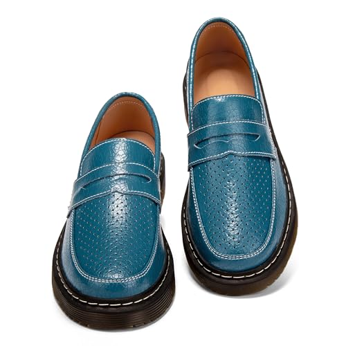 Hafomcel Damen Penny Loafers Atmungsaktive Perforierte Loafer für Frauen, Azur-Kroko, 37.5 EU Hafomcel Damen Penny Loafers Atmungsaktive Perforierte Loafer für Frauen, Azur-Kroko, 37.5 EU von Hafomcel