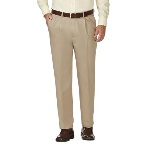 Haggar Arbeitshose für Herren, bügelfrei, bügelfrei, mit verdeckter erweiterbarer Taille, Khaki - - 36W / 29L Haggar Arbeitshose für Herren, bügelfrei, bügelfrei, mit verdeckter erweiterbarer Taille, Khaki - - 36W / 29L von Haggar