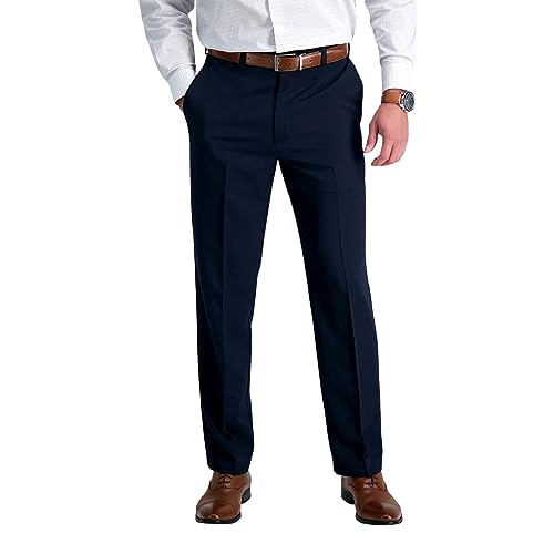 Haggar Cool 18 Herren Hose mit verstecktem Ausziehbarer Taille - Blau - 36W / 30L von Haggar