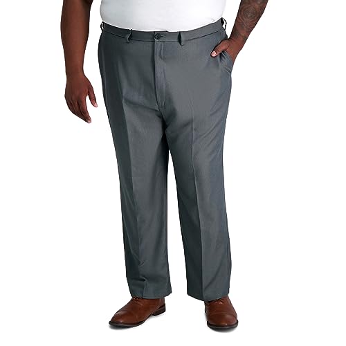 Haggar Cool 18 Herren Hose mit verstecktem Ausziehbarer Taille - Grau - 34W / 29L von Haggar