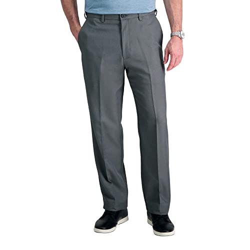 Haggar Cool 18 Herren Hose mit verstecktem Ausziehbarer Taille - Grau - 34W / 32L von Haggar