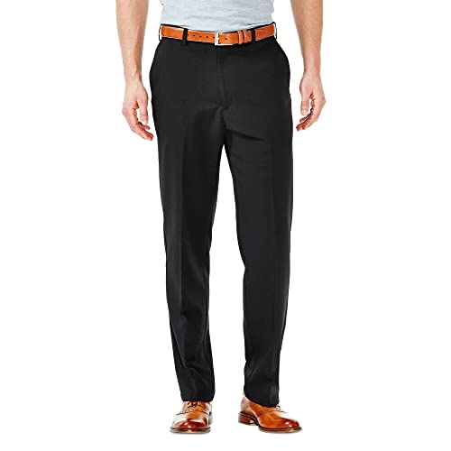 Haggar Cool 18 Herren Hose mit verstecktem Ausziehbarer Taille - Schwarz - 40W / 34L von Haggar