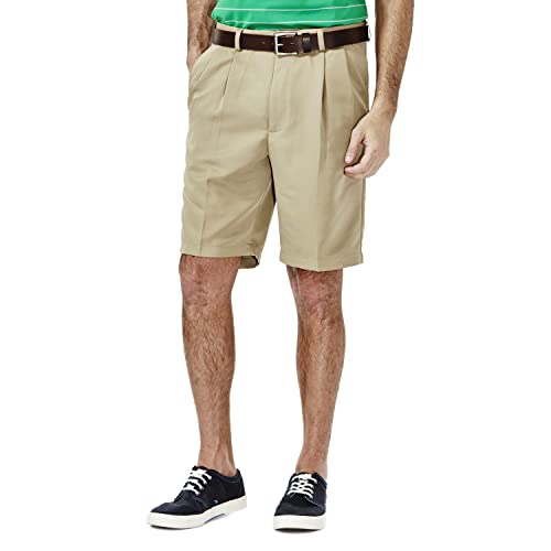 Haggar Cool 18 Herren-Shorts mit versteckter Taille und Falten vorne - Beige - 52 von Haggar