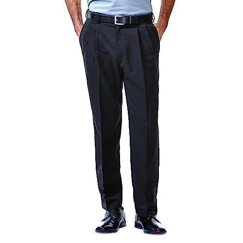 Haggar Coole Herrenhose mit klassischer Passform und verstecktem erweiterbarem Bund, Schwarz, 42W / 32L von Haggar