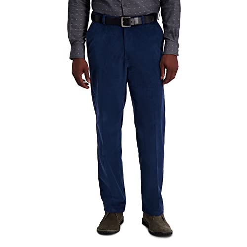 Haggar Herren 21 Wale Cord, erweiterbare Taille, Klassische Passform, Flache Vorderseite, Cadet Blau, 38W / 29L von Haggar