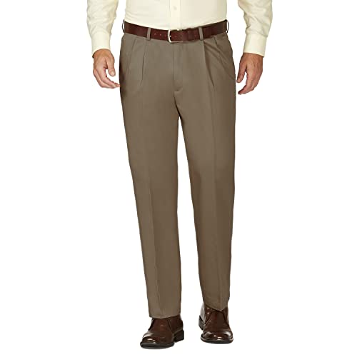 Haggar Herren Arbeitet Am Wochenende, Bügelfreie Köperfalte Vorne, Normale und Große Größen – Normale Große Gr dress pants, Bark, 38W / 29L EU von Haggar
