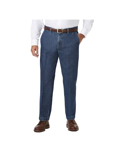 Haggar Herren Lässige Denim klassischer Passform, Normale Größen Lssige Hose, Mittelblau, 44W / 32L von Haggar