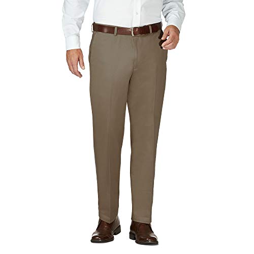 Haggar Herren Arbeitshose bis Wochenende, versteckte erweiterbare Taille, bügelfrei, Flache Vorderhose, bark, 36W / 34L von Haggar