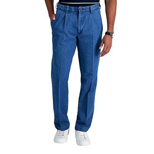 Haggar Herren Casual Classic Fit Denim Trouser Pant - Regular and Big & Tall Sizes休闲经典款牛仔长裤 常规和加大和加长尺寸캐주얼 클래식 핏 Jeans, Leichtes Steinwasser, 44W / 32L EU von Haggar