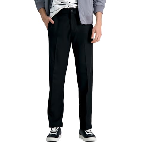 Haggar Herren Cool 18 Pro Straight Fit Flat Front Casual Pant Lässige Hose, Schwarz, 32W / 32L von Haggar